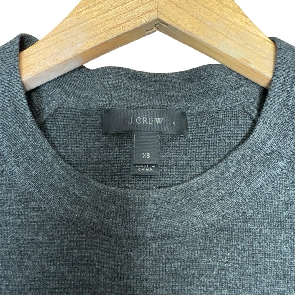 J. Crew Merino Wool Sweater Top XS Short Sleeve Grey Academia Preppy - Picture 4 of 9